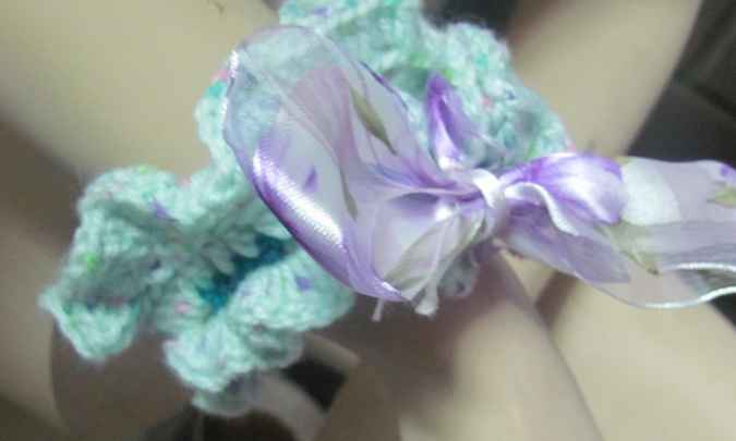large image of art item: accessory &ndash; bracelet crochet cyan ribbon purple