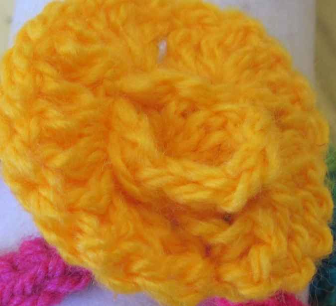 large image of art item: accessory &ndash; bracelet crochet flower yellow pink