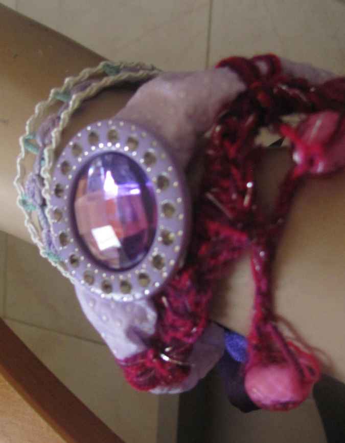 large image of art item: accessory &ndash; bracelet pink purple ribbon gem purple