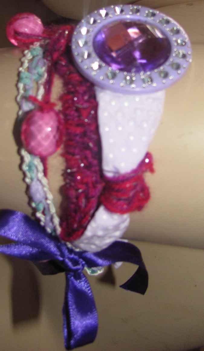 large image of art item: accessory &ndash; bracelet pink purple ribbon gem purple