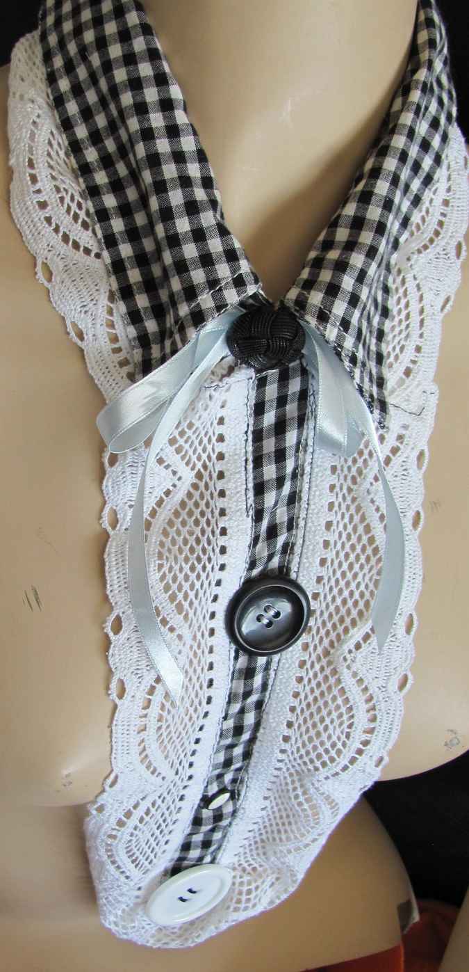 large image of art item: accessory &ndash; collar white black with button black