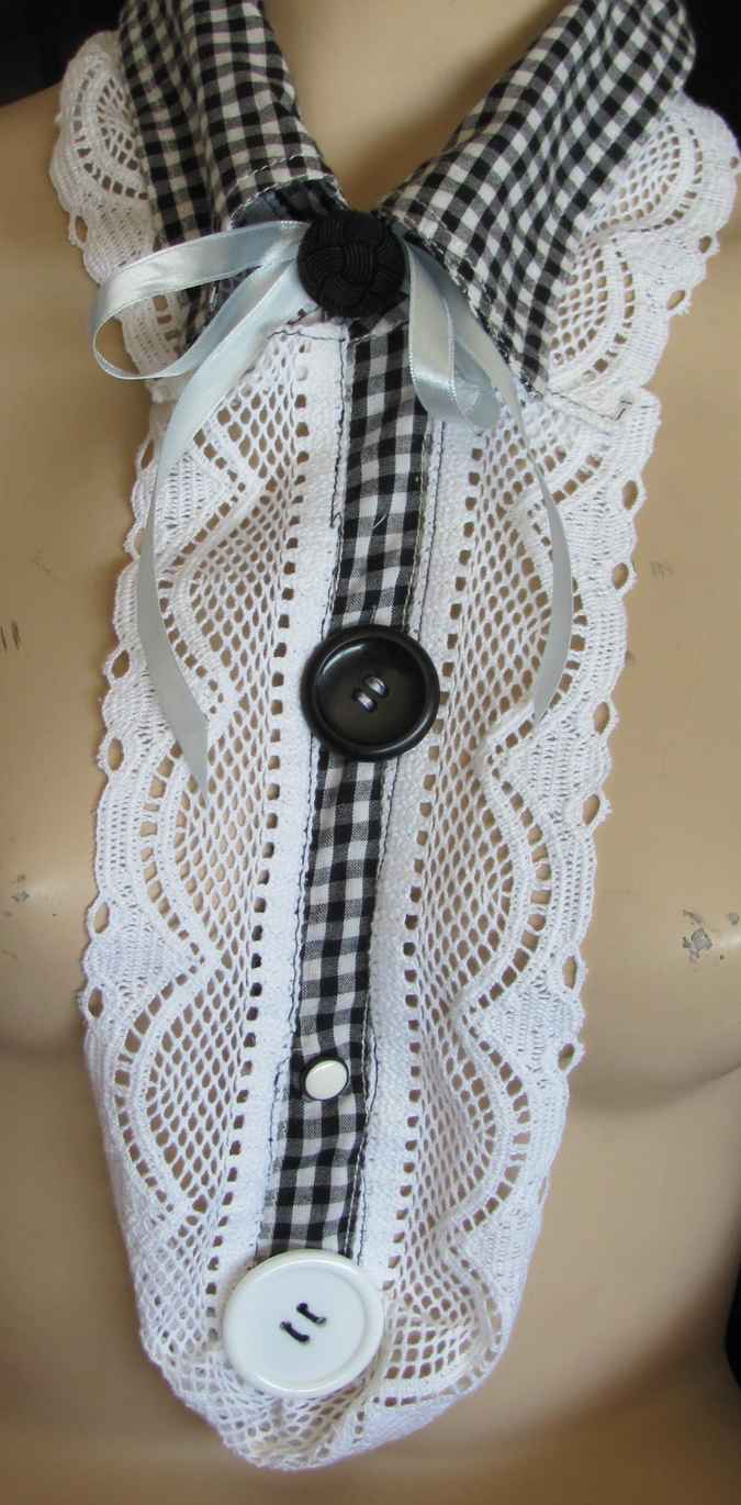 large image of art item: accessory &ndash; collar white black with button black