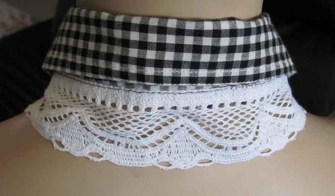 large image of art item: accessory &ndash; collar white black with button black