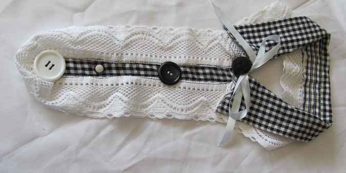large image of art item: accessory &ndash; collar white black with button black