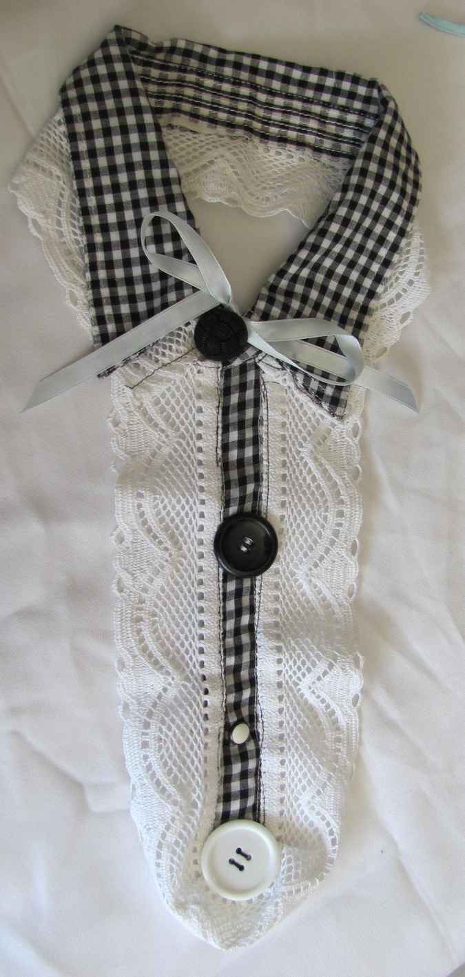 large image of art item: accessory &ndash; collar white black with button black