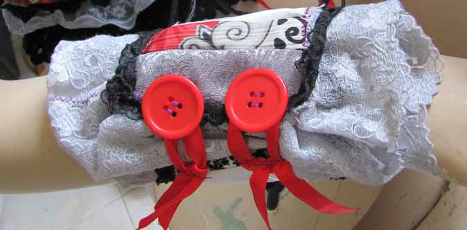 large image of art item: accessory &ndash; combo belt bracelet black white red