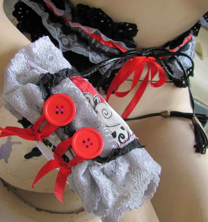 large image of art item: accessory &ndash; combo belt bracelet black white red