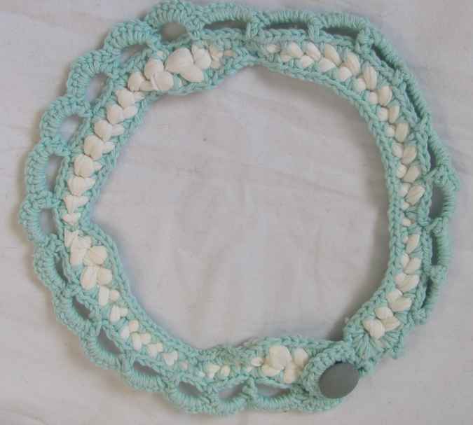 large image of art item: accessory &ndash; crochet cyan white button cyan