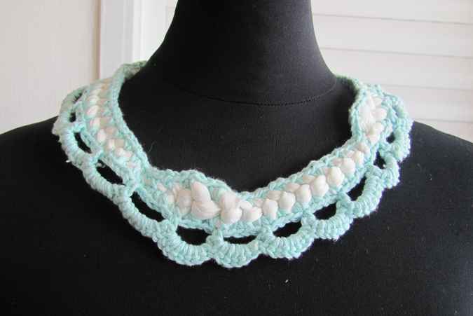 large image of art item: accessory &ndash; crochet cyan white button cyan