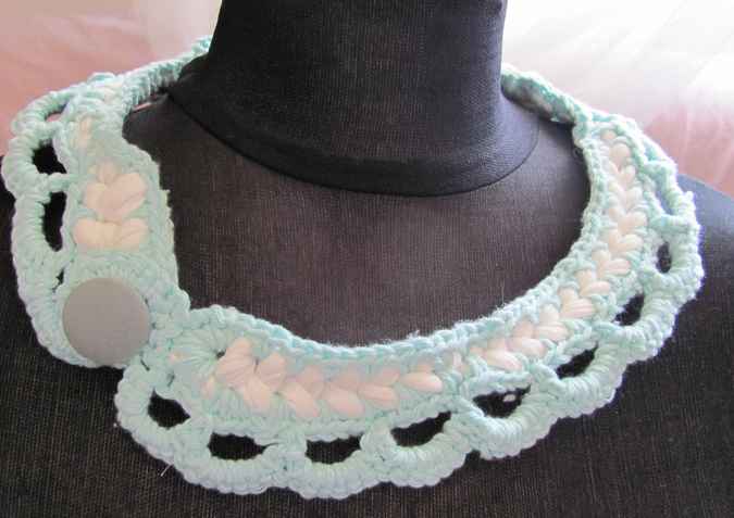 large image of art item: accessory &ndash; crochet cyan white button cyan