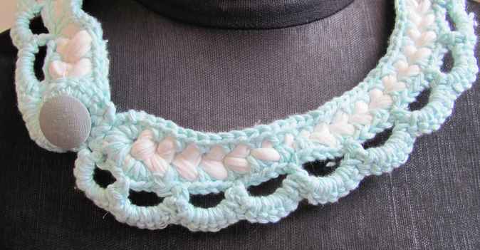 large image of art item: accessory &ndash; crochet cyan white button cyan