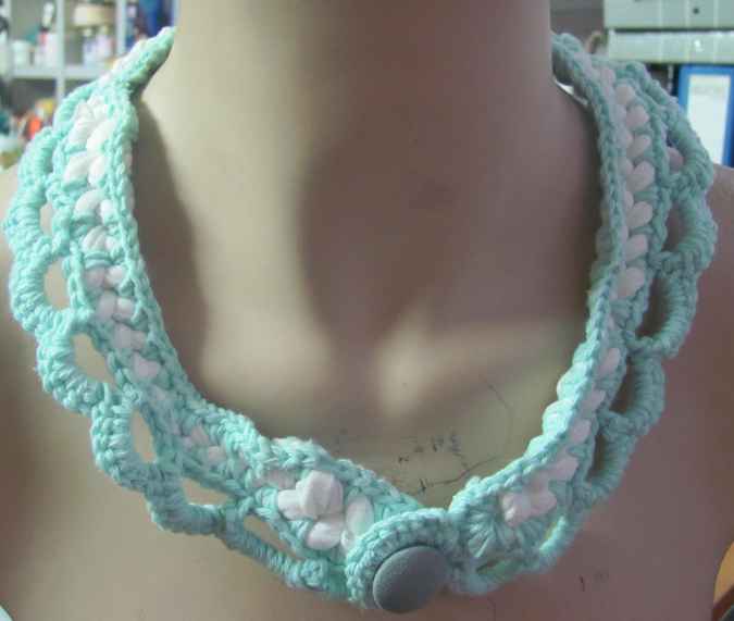 large image of art item: accessory &ndash; crochet cyan white button cyan