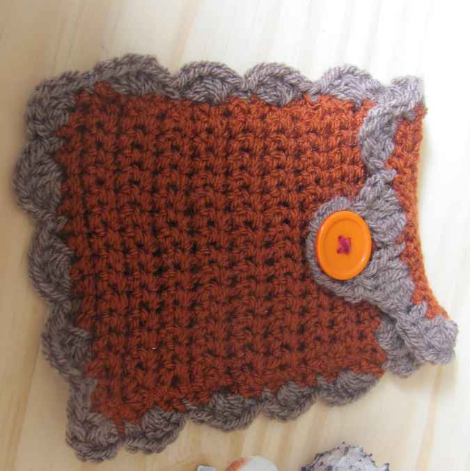 large image of art item: accessory &ndash; cell phone pocket brown gray button orange