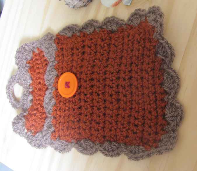 large image of art item: accessory &ndash; cell phone pocket brown gray button orange