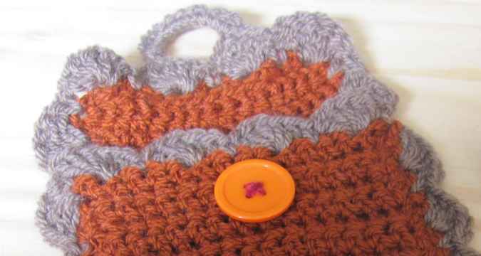 large image of art item: accessory &ndash; cell phone pocket brown gray button orange