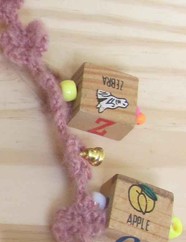 large image of art item: accessory &ndash; necklace crochet pink cubes wooden