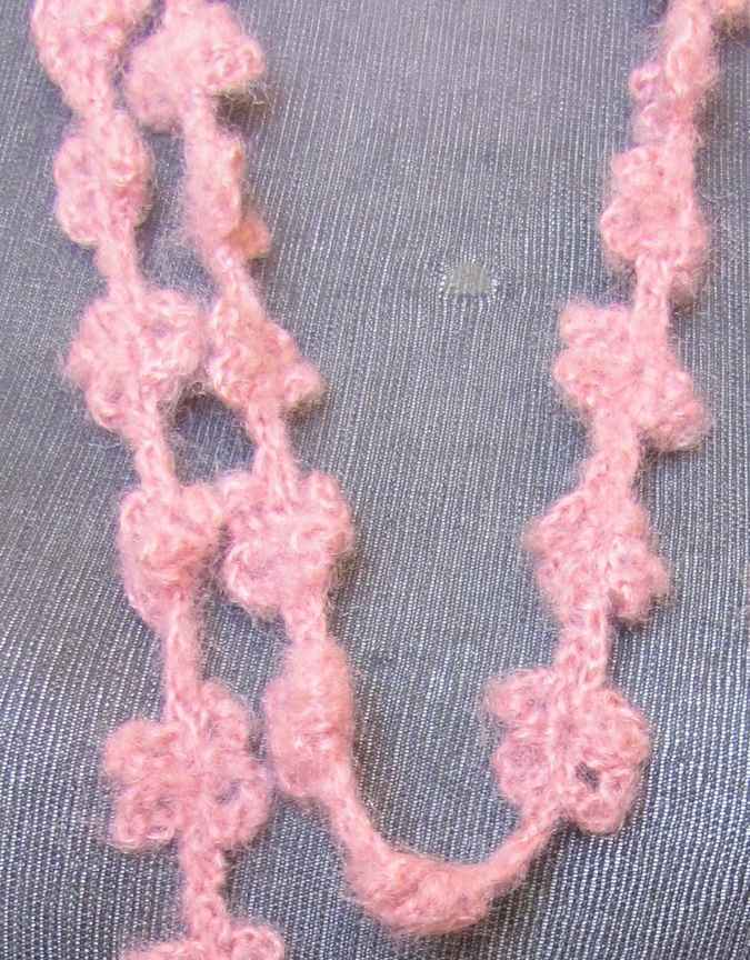 large image of art item: accessory &ndash; necklace crochet pink cubes wooden