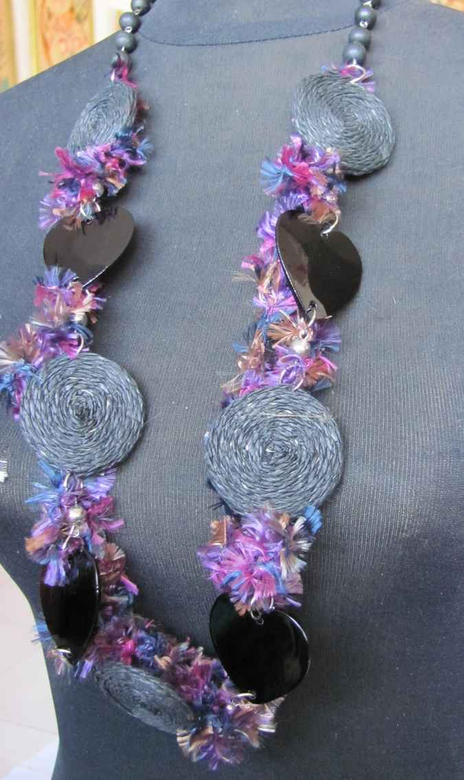 large image of art item: accessory &ndash; necklace colorful discs black