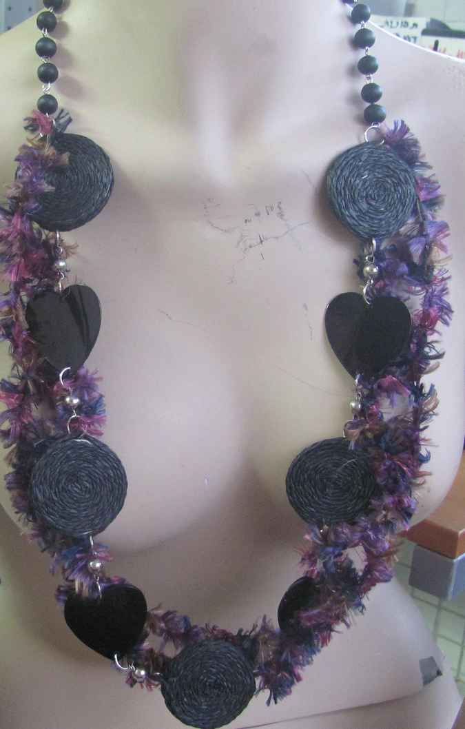 large image of art item: accessory &ndash; necklace colorful discs black