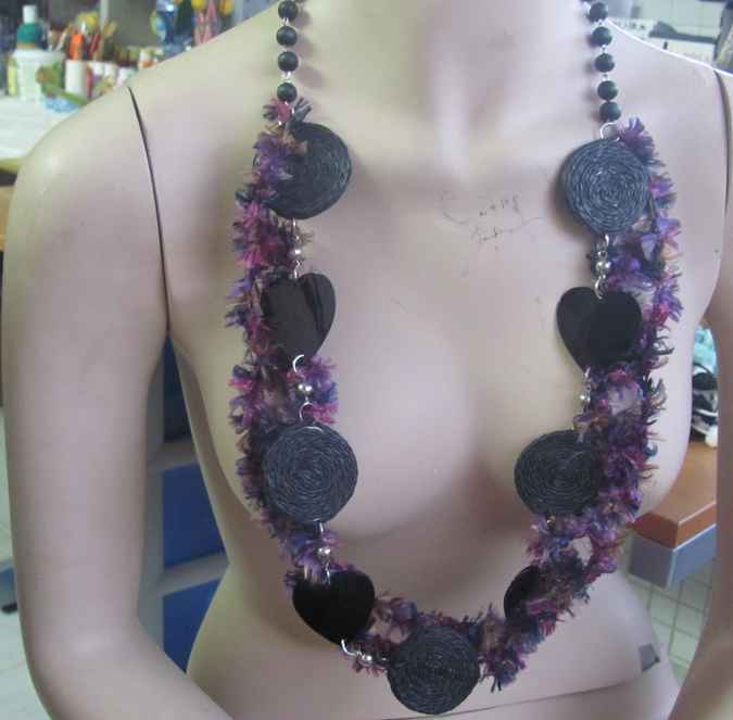 large image of art item: accessory &ndash; necklace colorful discs black