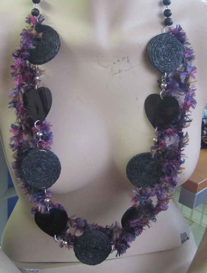 large image of art item: accessory &ndash; necklace colorful discs black