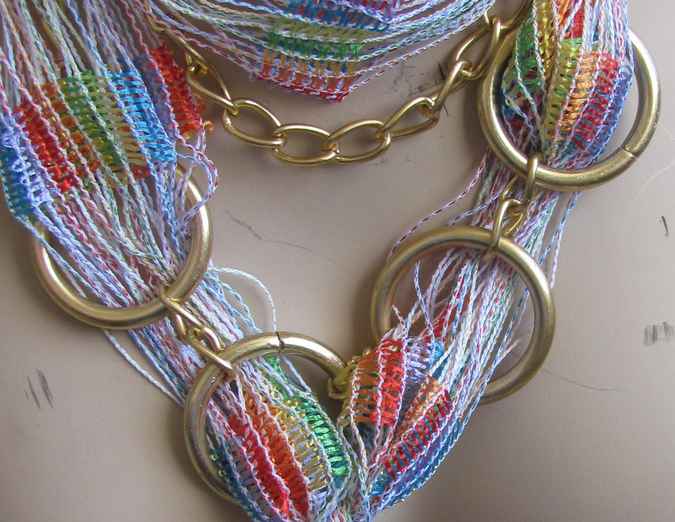 large image of art item: accessory &ndash; necklace rings golden threads colorful