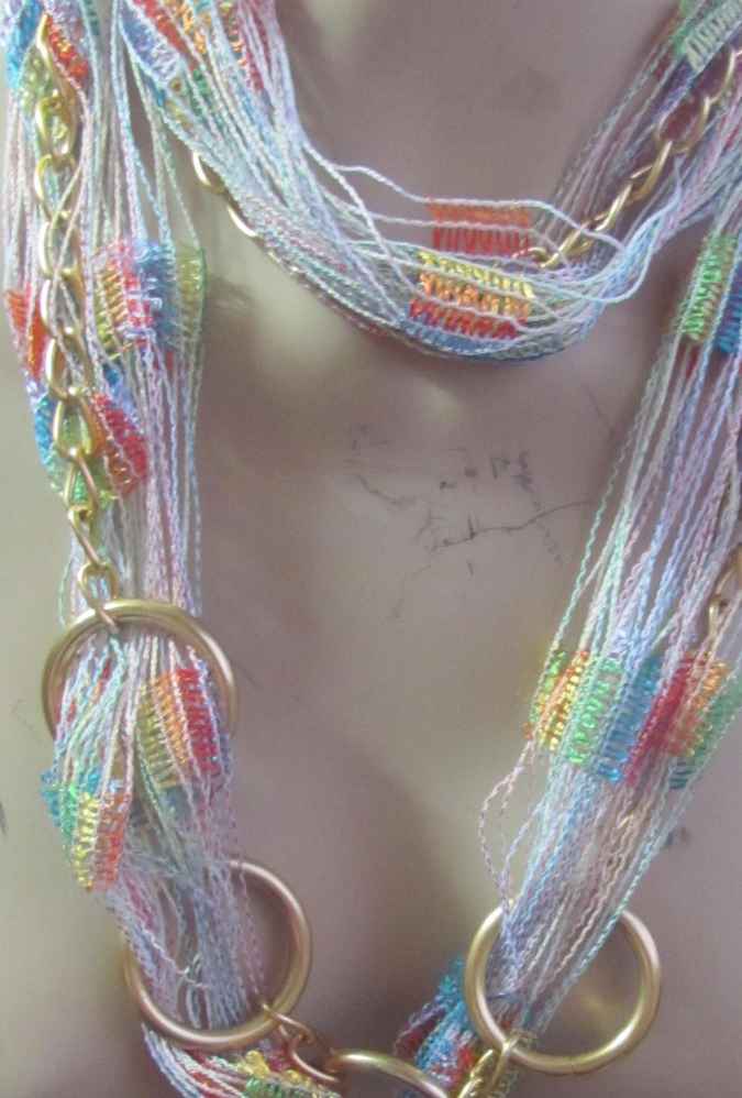large image of art item: accessory &ndash; necklace rings golden threads colorful