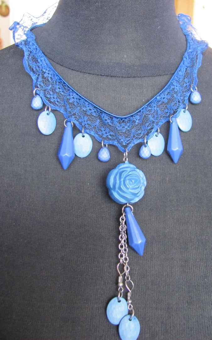 large image of art item: accessory &ndash; necklace blue lace beads rose