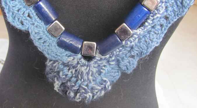 large image of art item: accessory &ndash; necklace shades of blue beads metallic