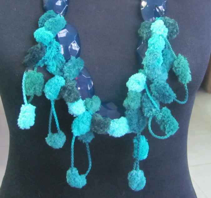 large image of art item: accessory &ndash; ponpons cyan crystals black