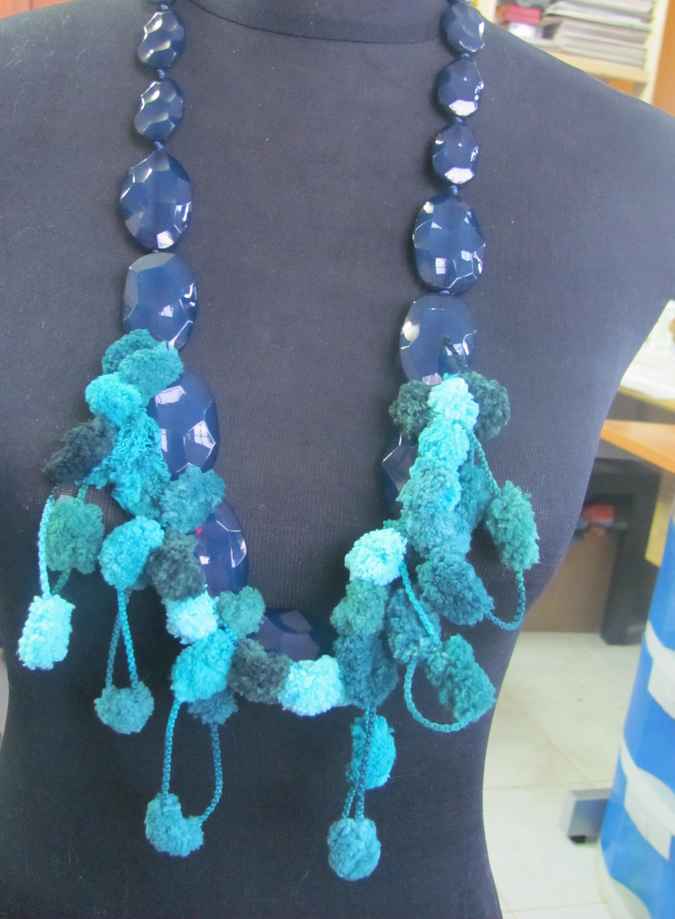 large image of art item: accessory &ndash; ponpons cyan crystals black