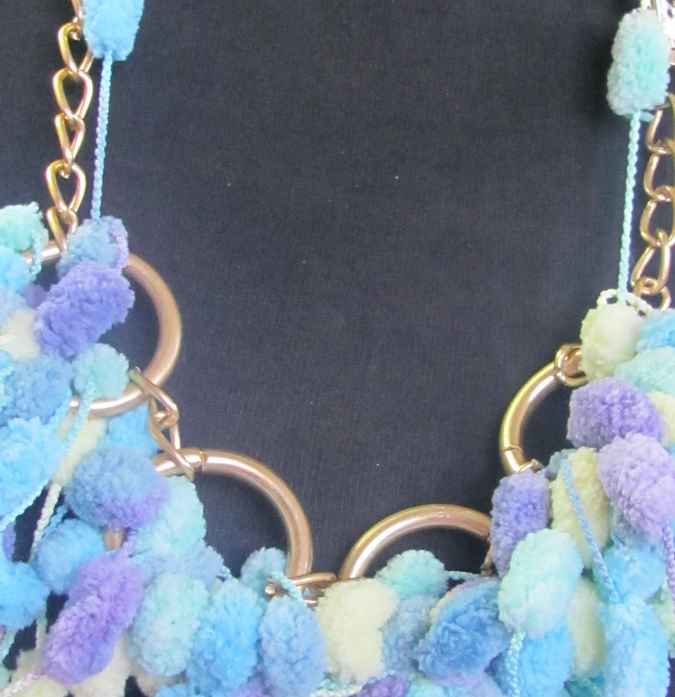 large image of art item: accessory &ndash; ponpons cyan golden chain and rings