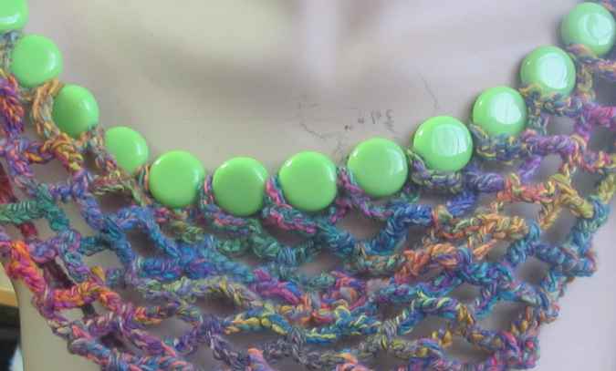 large image of art item: accessory &ndash; chestpiece necklace beads green colorful