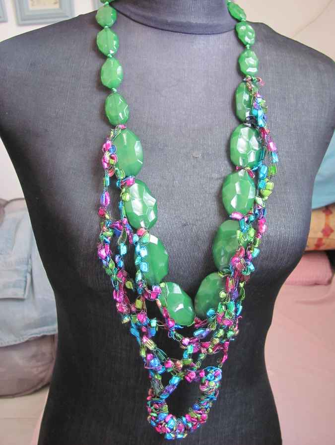 large image of art item: accessory &ndash; chestpiece necklace crochet beads green colorful