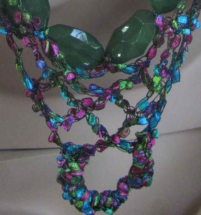 large image of art item: accessory &ndash; chestpiece necklace crochet beads green colorful