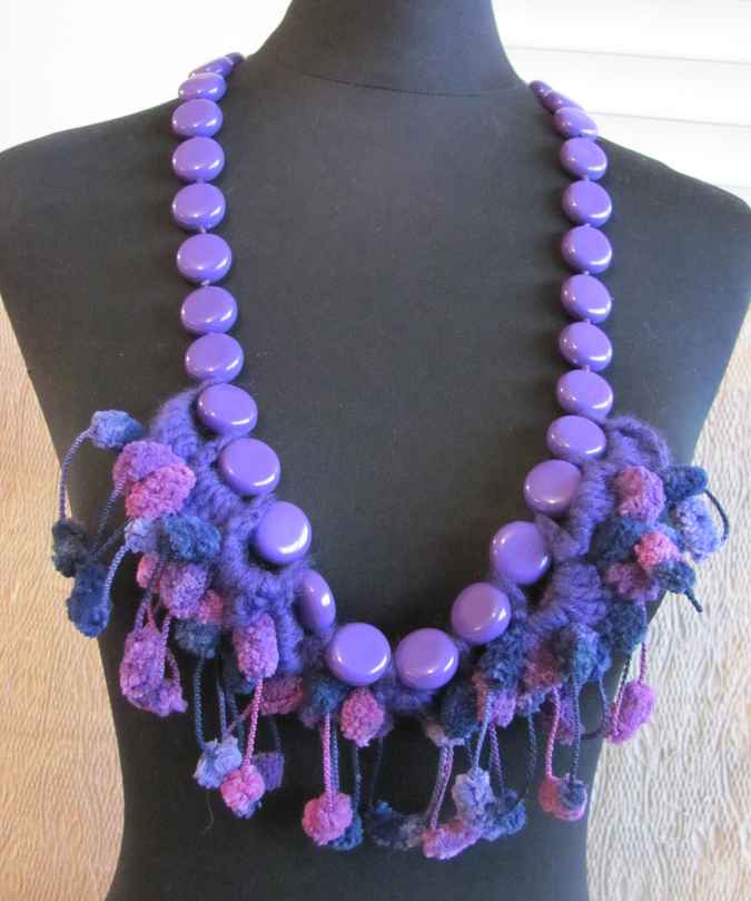 large image of art item: accessory &ndash; chestpiece necklace crochet beads purple