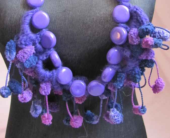 large image of art item: accessory &ndash; chestpiece necklace crochet beads purple