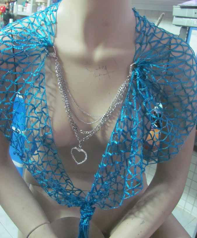 large image of art item: accessory &ndash; chestpiece necklace blue net