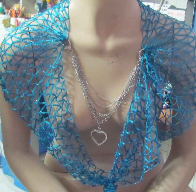 large image of art item: accessory &ndash; chestpiece necklace blue net