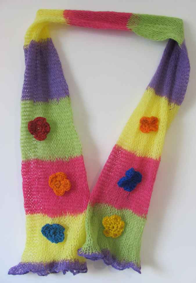 large image of art item: accessory &ndash; scarf green yellow pink purple