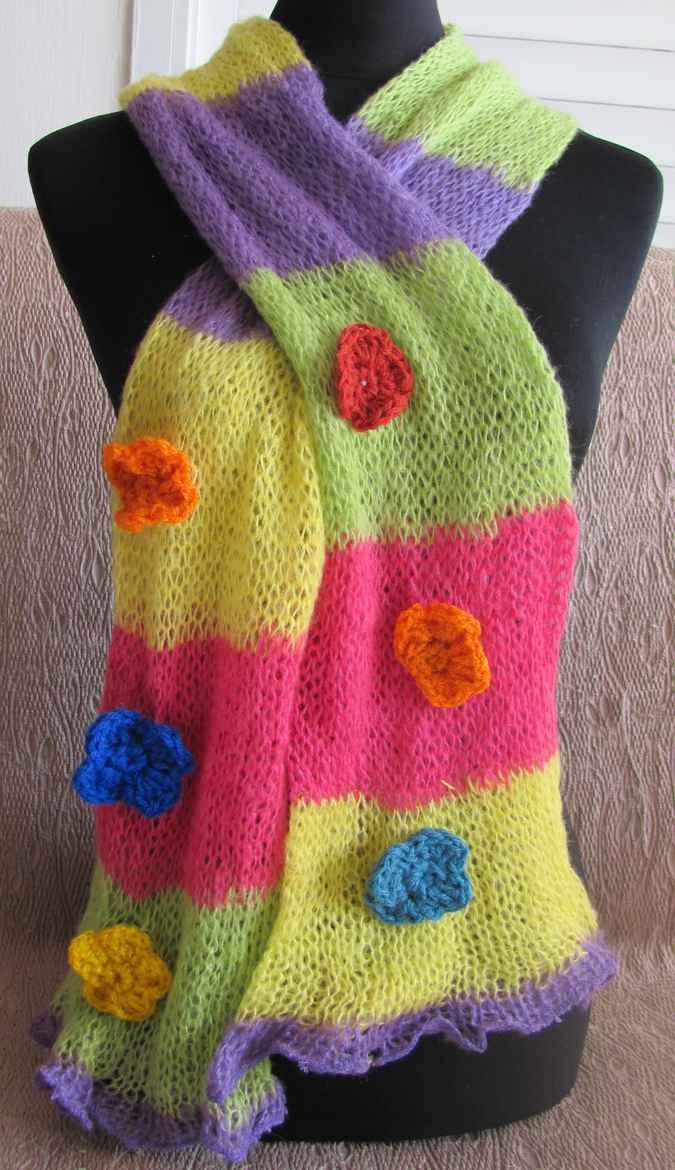 large image of art item: accessory &ndash; scarf green yellow pink purple