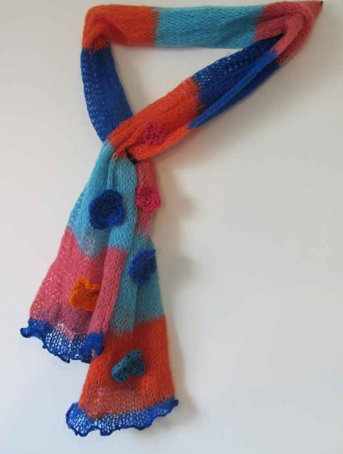 large image of art item: accessory &ndash; scarf orange blue pink