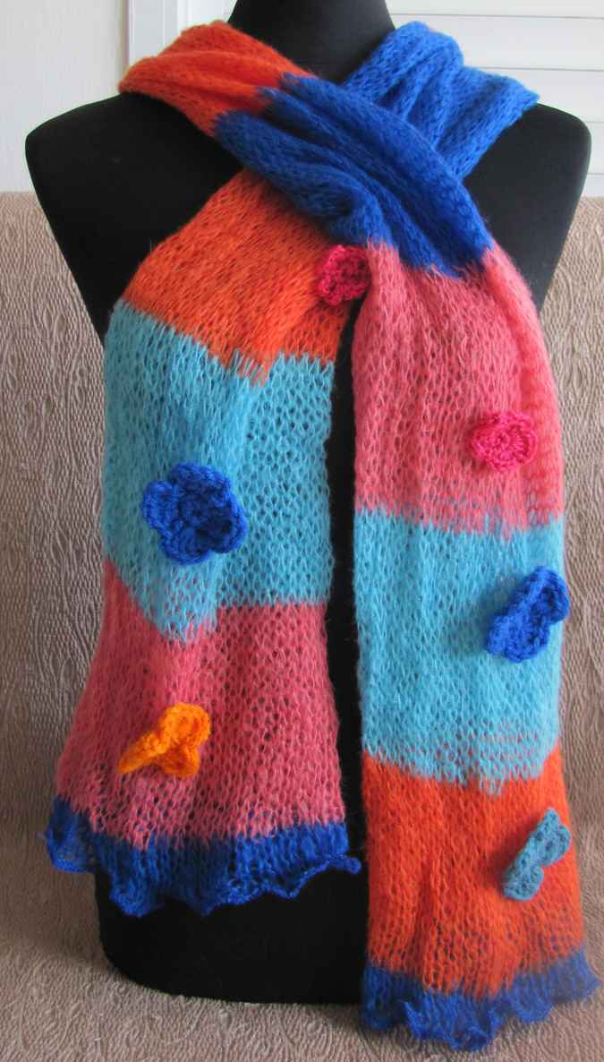 large image of art item: accessory &ndash; scarf orange blue pink