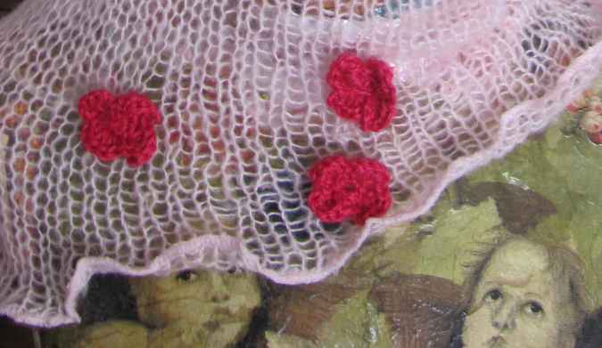 large image of art item: accessory &ndash; scarf pink flowers crochet