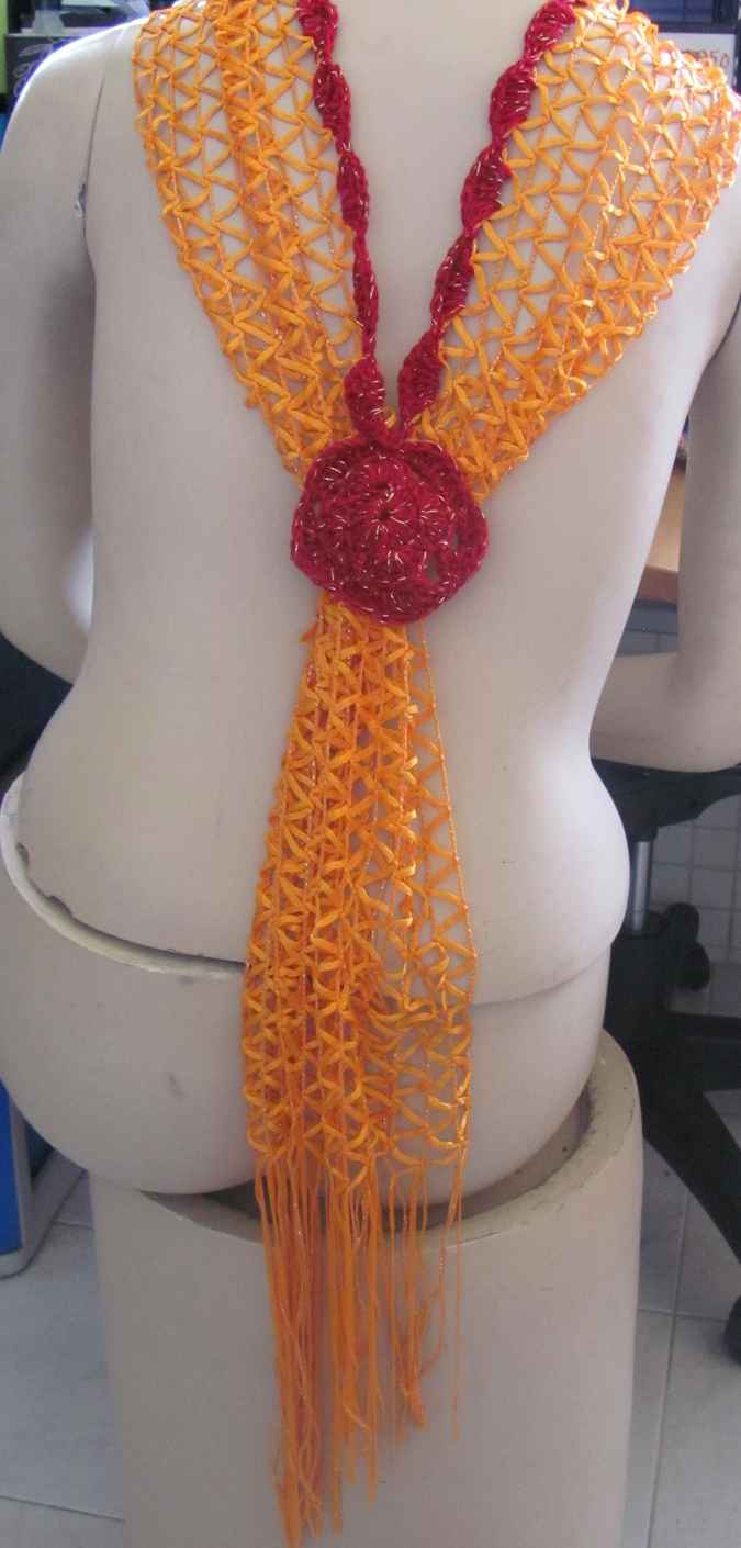large image of art item: accessory &ndash; scarf net yellow red