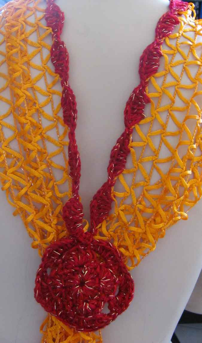 large image of art item: accessory &ndash; scarf net yellow red