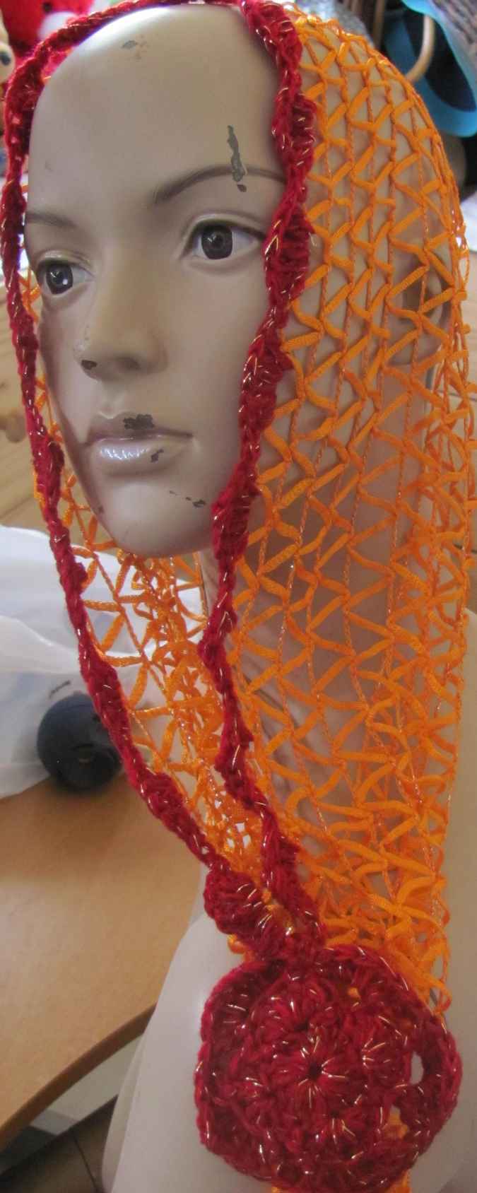 large image of art item: accessory &ndash; scarf net yellow red