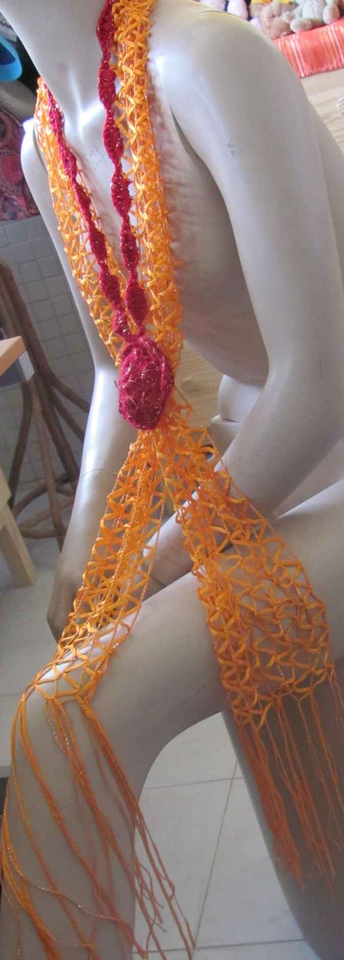 large image of art item: accessory &ndash; scarf net yellow red