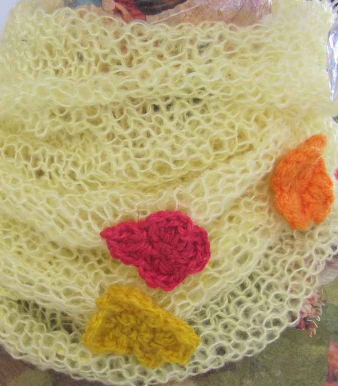 large image of art item: accessory &ndash; scarf yellow flowers crochet