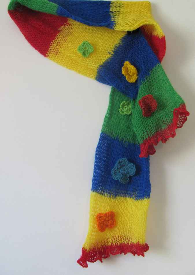 large image of art item: accessory &ndash; scarf yellow green blue red
